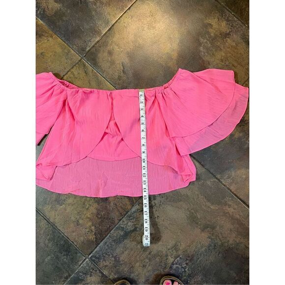 NWT Why Dress Pink Layered Off The Shoulder Crop Top Small - Picture 5 of 10